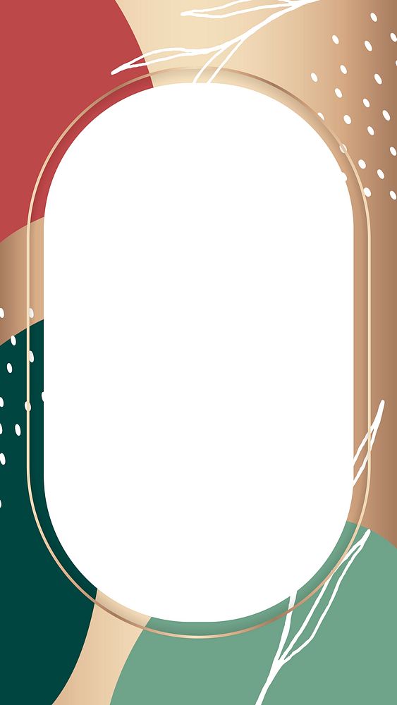 Oval Memphis frame on Christmas colors background
