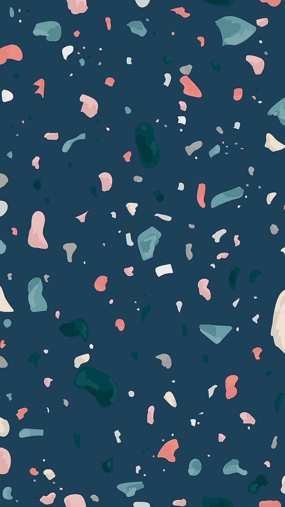 Terrazzo phone wallpaper psd with blue background