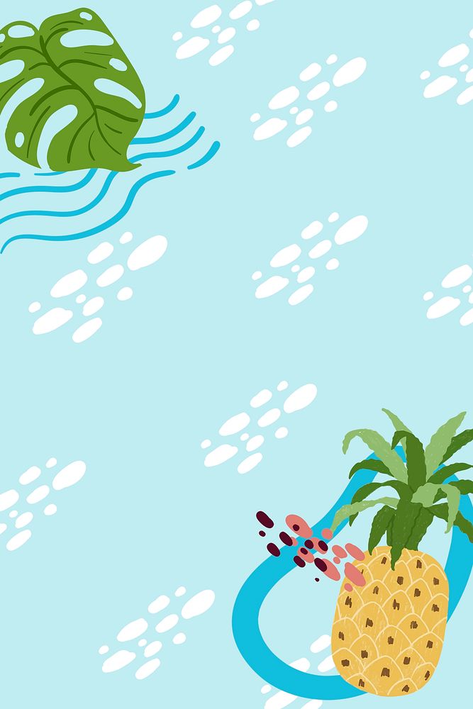 Pineapple frame on a sky blue background design  
