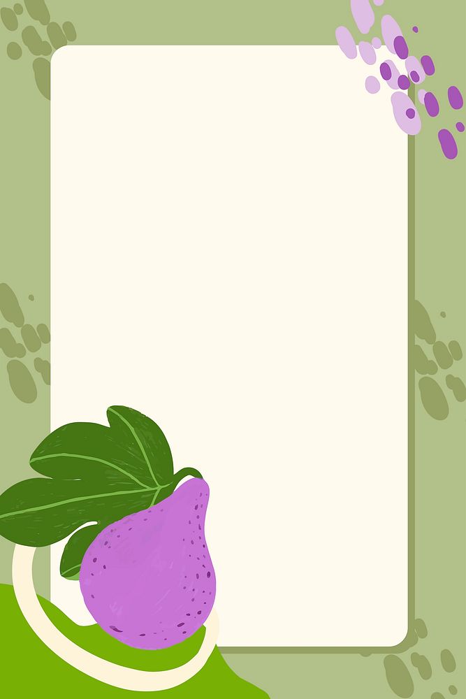 Pear fruit rectangle frame on a green background design