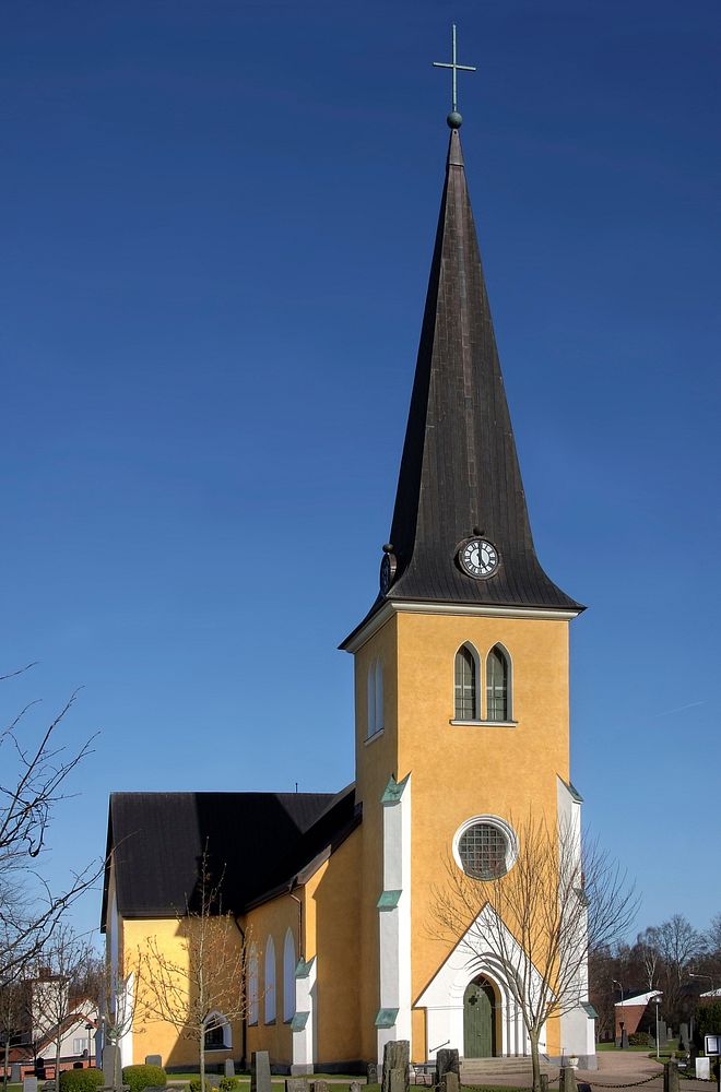 Östra Broby kyrka, parish church in Broby in Scania, Sweden. Original public domain image from Wikimedia Commons