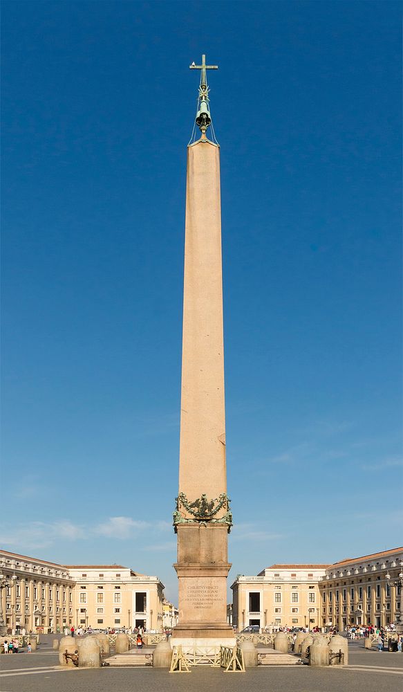 The Saint Peter's Square obelisk. And the gull. Vatican City. Original public domain image from Wikimedia Commons