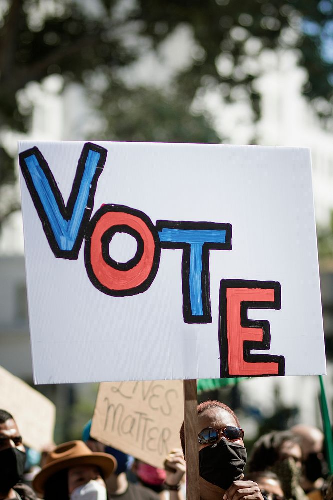 Vote protest at a Black Lives Matter protest outside the Hall of Justice in Downtown Los Angeles. 15 JUL, 2020 - LOS…