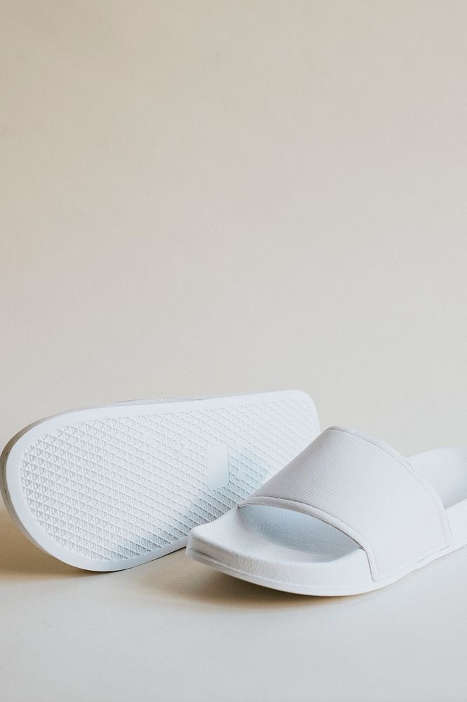 White slide sandal summer beach slippers