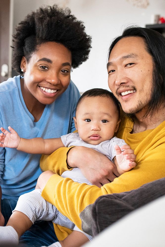 Happy multiracial family spending time together in the new normal