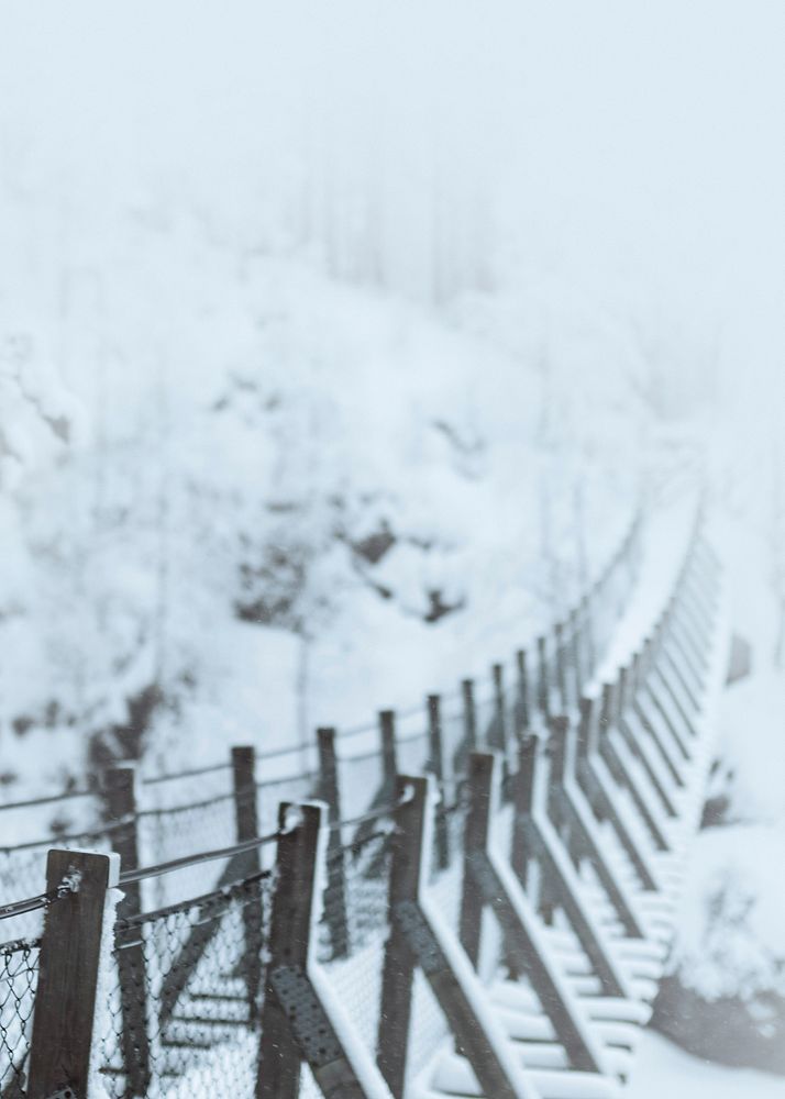 Bridge in a snowy Oulanka National Park, Finland