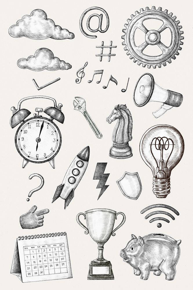 Psd business icon clipart collection 