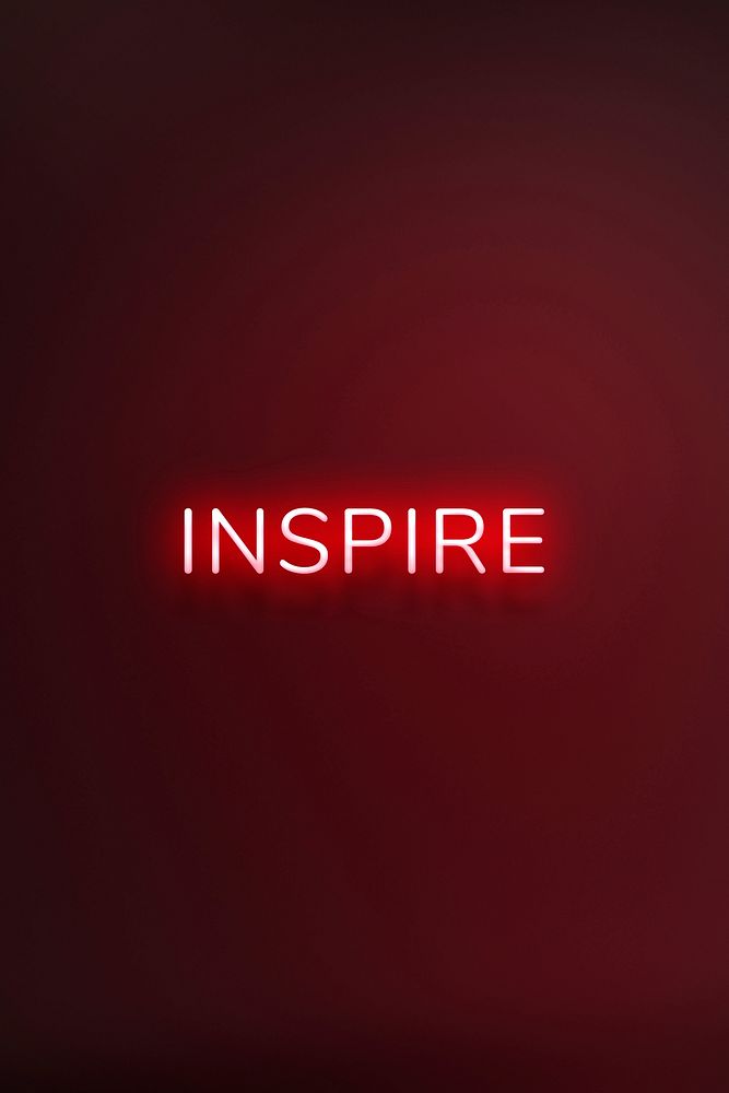 INSPIRE neon word typography on a red background