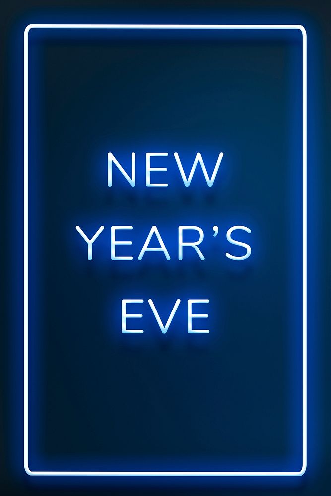 NEW YEAR'S EVE neon word typography on a blue background