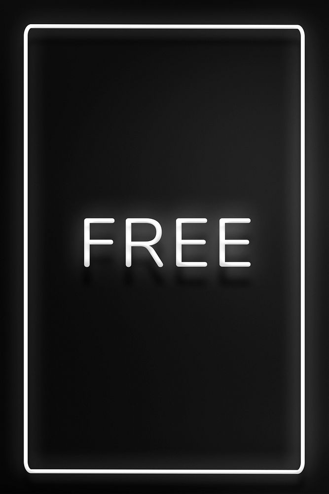 FREE neon word typography on a black background