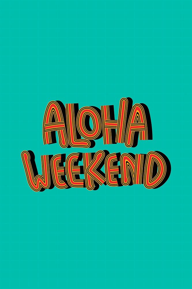 Psd Aloha Weekend red retro font illustration