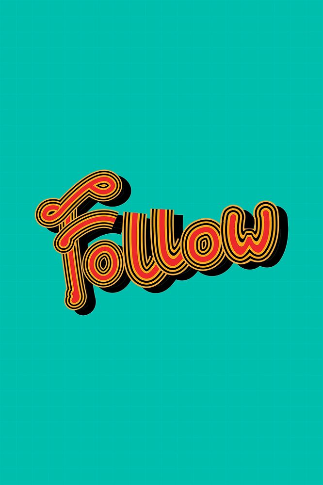 Follow funky psd typography green grid background