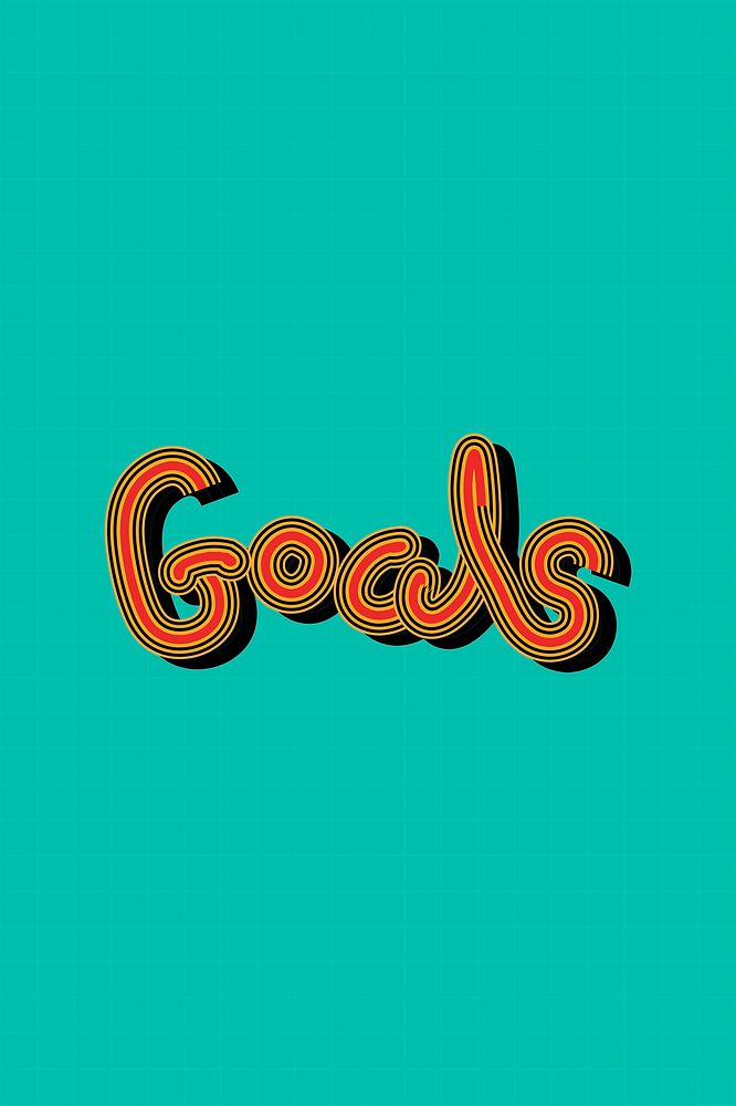 Vintage red Goals cursive font with green grid