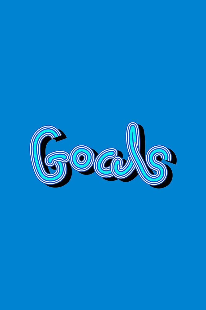 Handwritten Goals blue funky typography