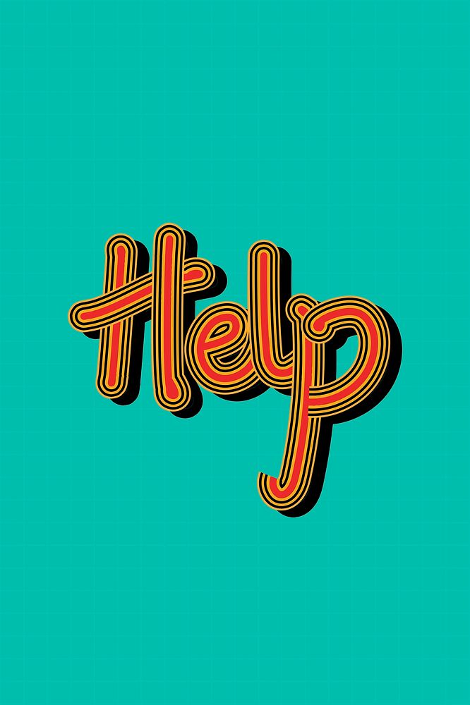 Funky Help word illustration green background