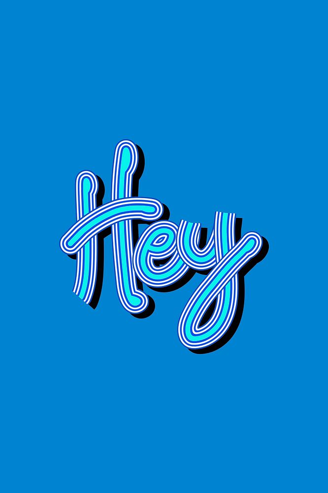 Psd Hey retro font illustration with blue background
