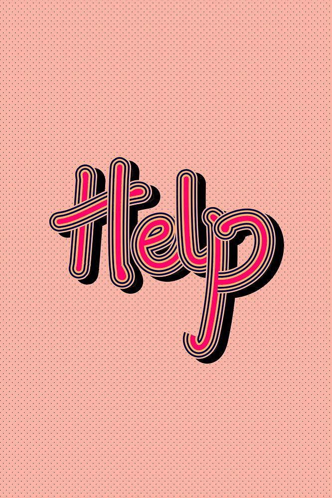 Funky psd Help pink calligraphy sticker