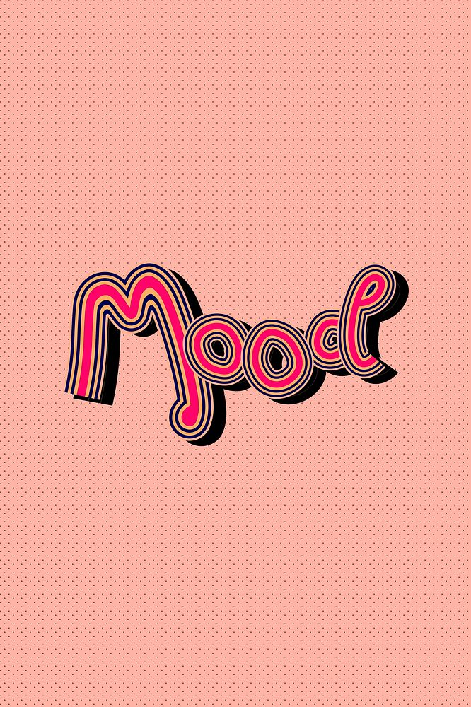 Hot pink psd Mood retro calligraphy
