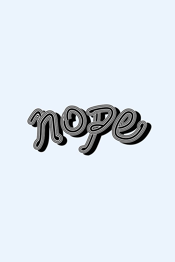 Retro black Nope vector with blue background