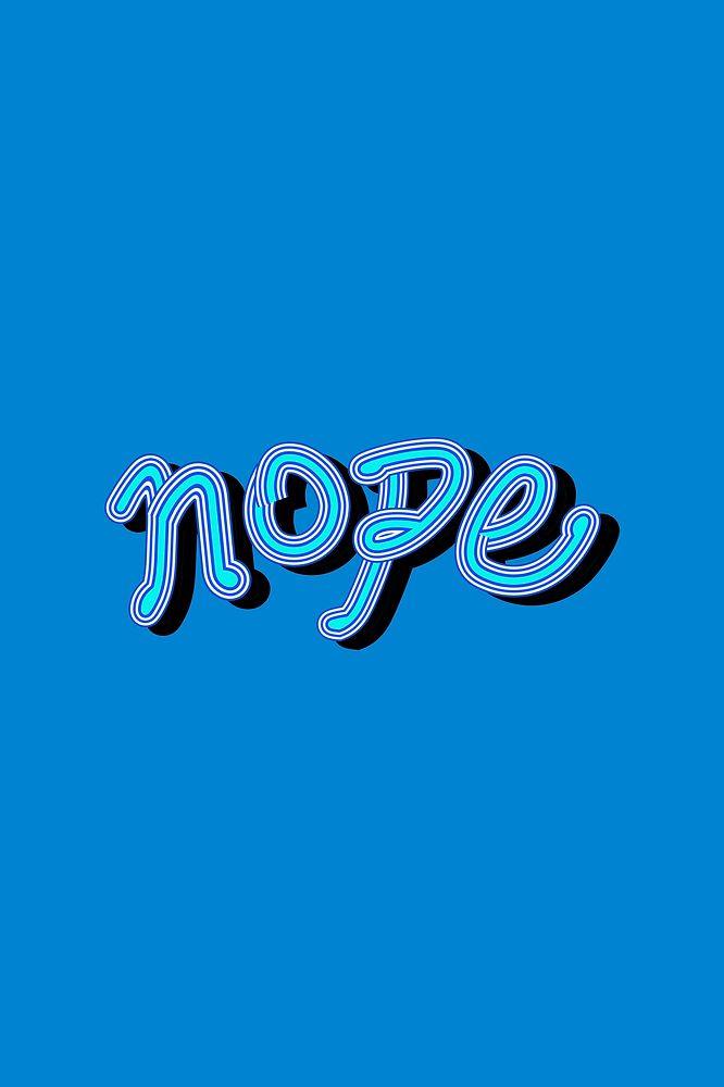 Funky blue Nope word illustration cursive font
