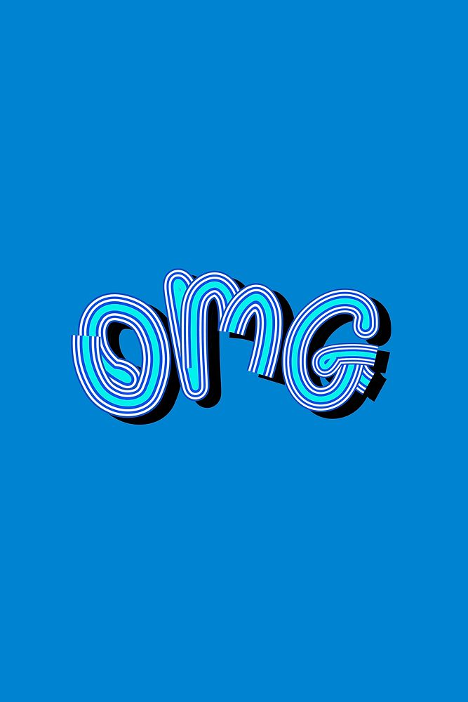 OMG vector blue handwritten font illustration