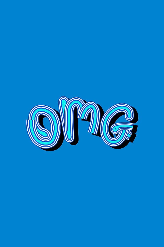 OMG psd blue word typography retro sticker