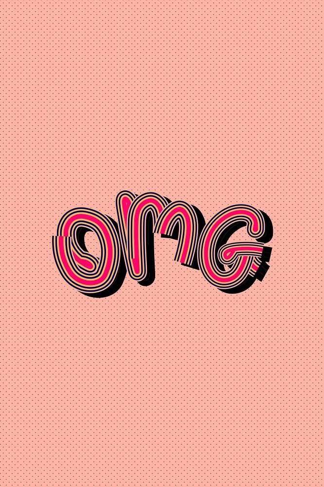Hot pink psd OMG sticker vintage font