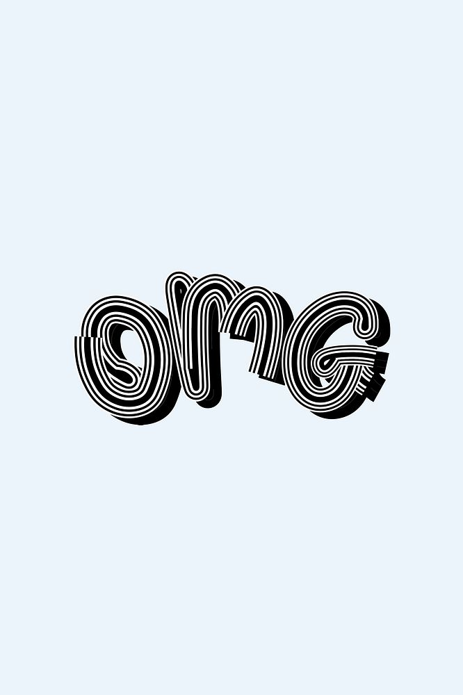 Retro OMG text illustration with blue background