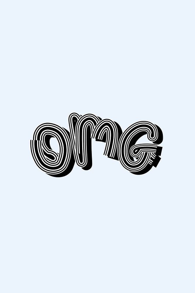 OMG grayscale vector with light blue background funky