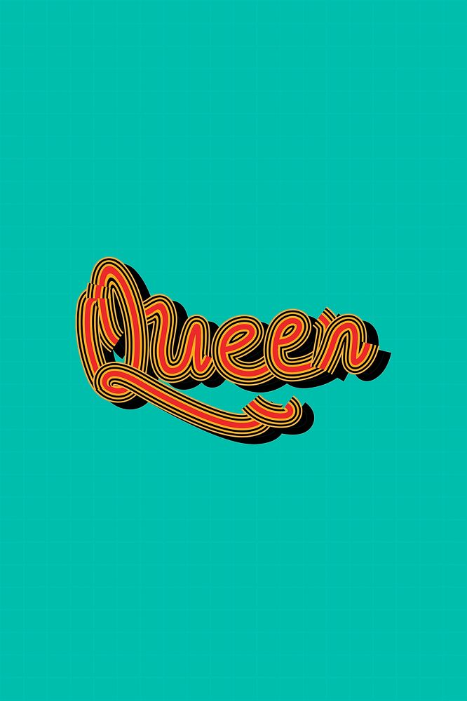 Queen funky typography with green grid