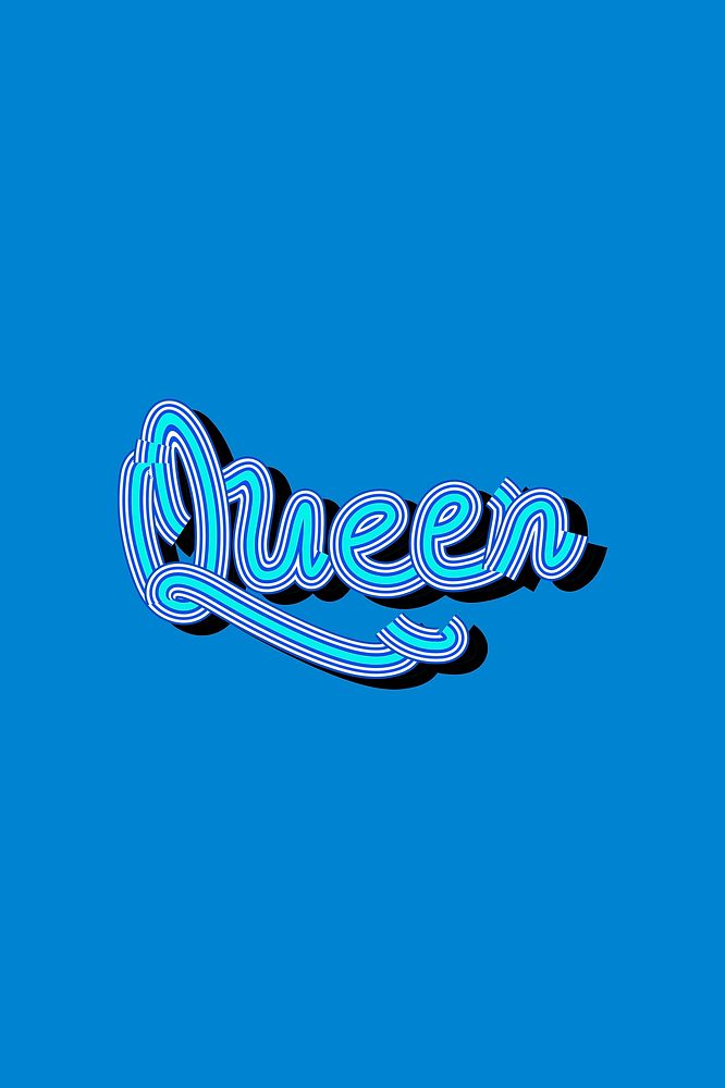 Queen blue word illustration vintage font