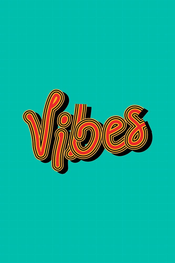 Red Vibes retro word illustration green background