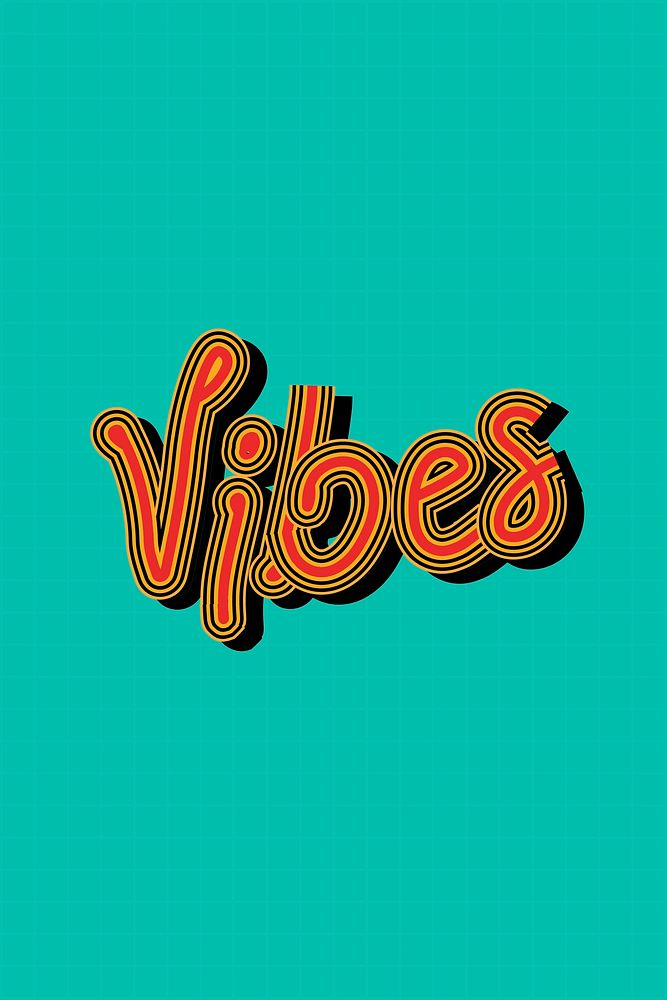 Red Vibes vector retro typography green background