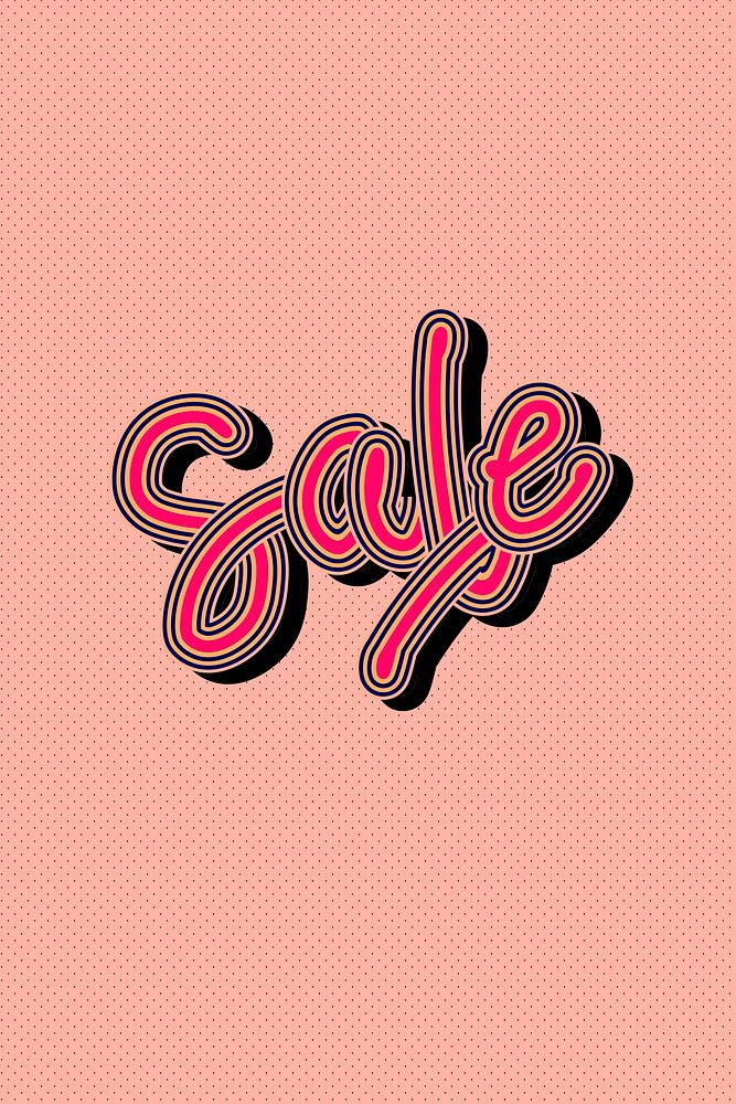 Retro pink Sale font vector calligraphy