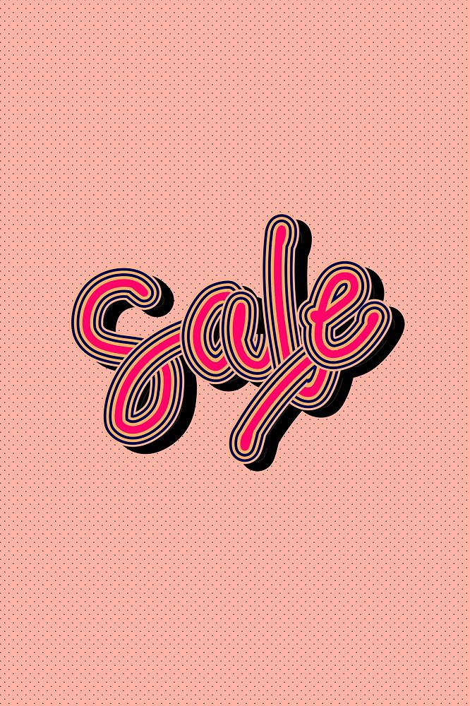 Colorful pink Sale word psd illustration
