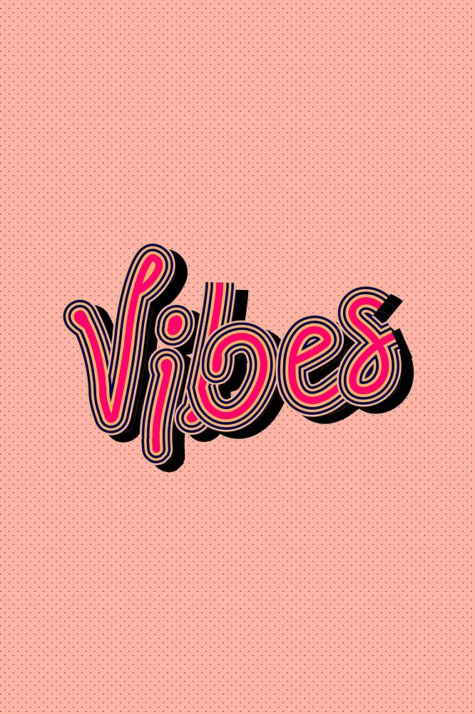 Vibes psd typography with pink dotted background