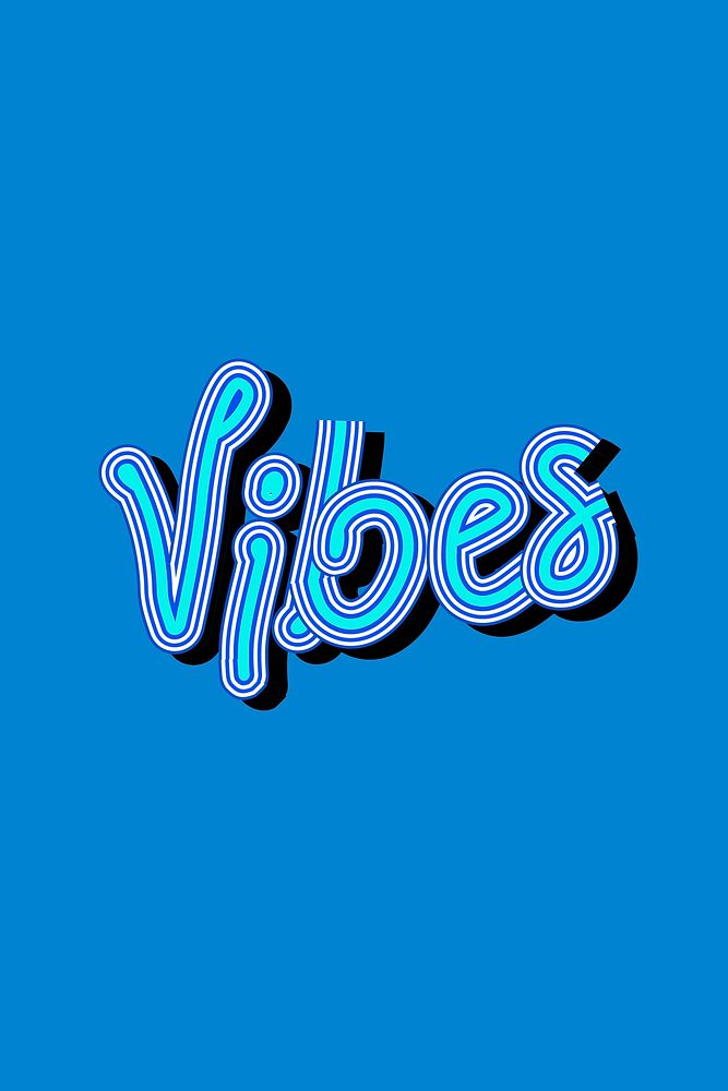 Vibes vector deep blue word typography