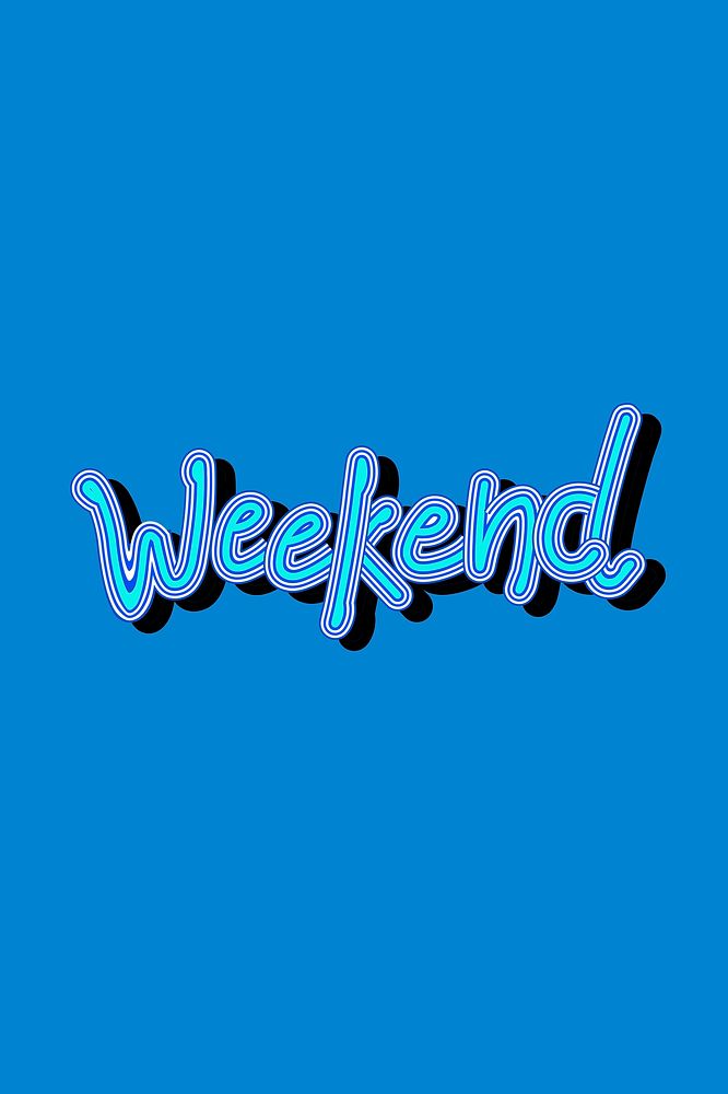 Handwritten Weekend blue funky typography