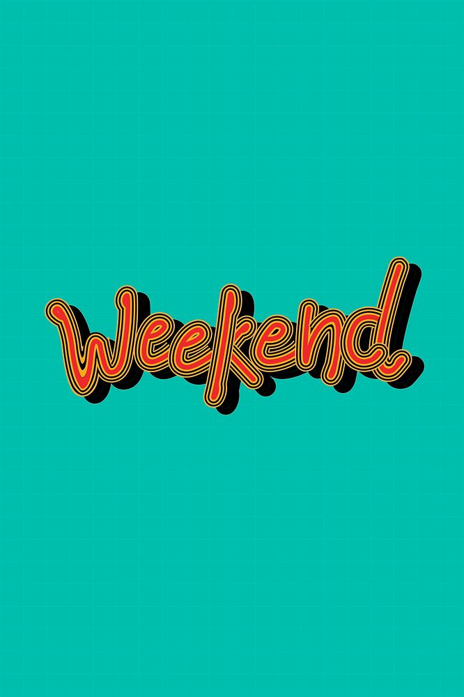 Colorful Weekend word typography grid background