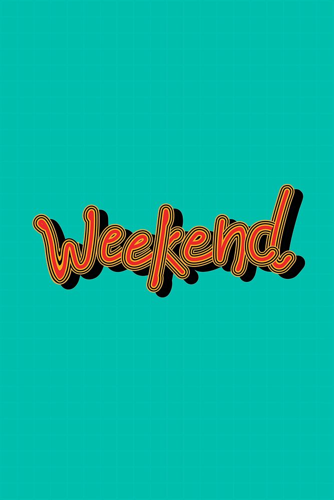 Colorful Weekend vector word illustration grid background