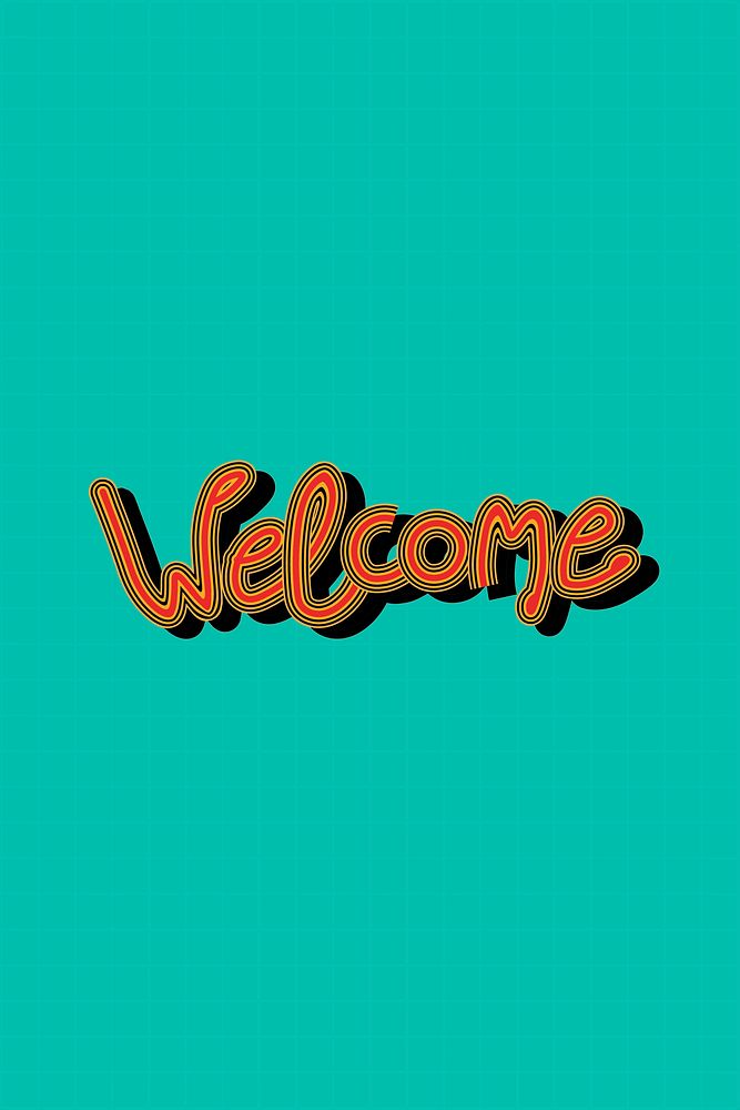 Welcome funky vector typography green grid background