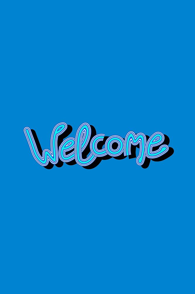 Welcome funky calligraphy with blue background