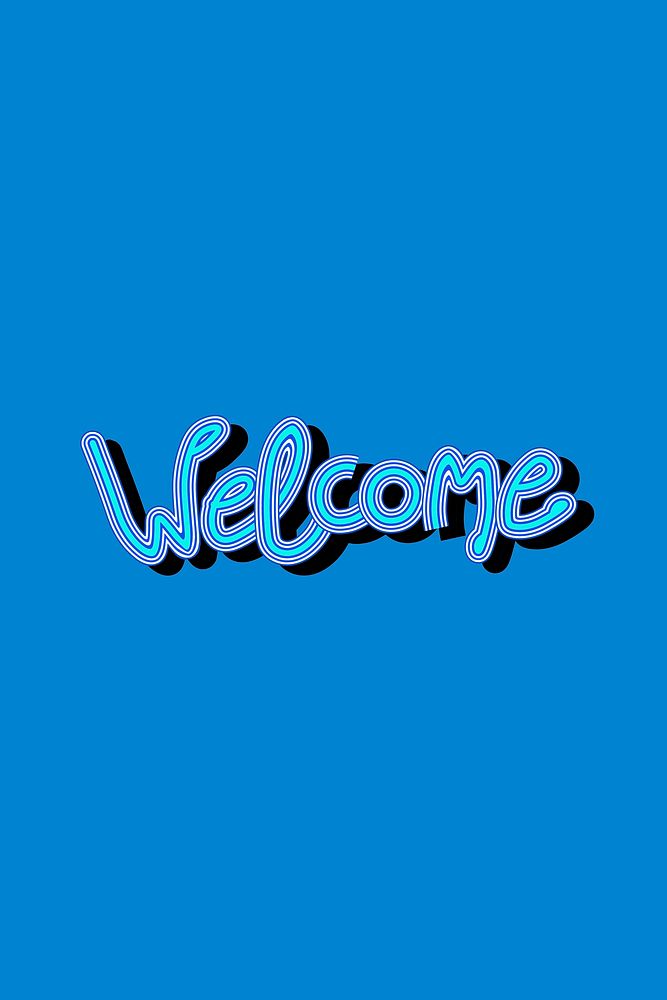 Handwritten Welcome blue vector funky typography