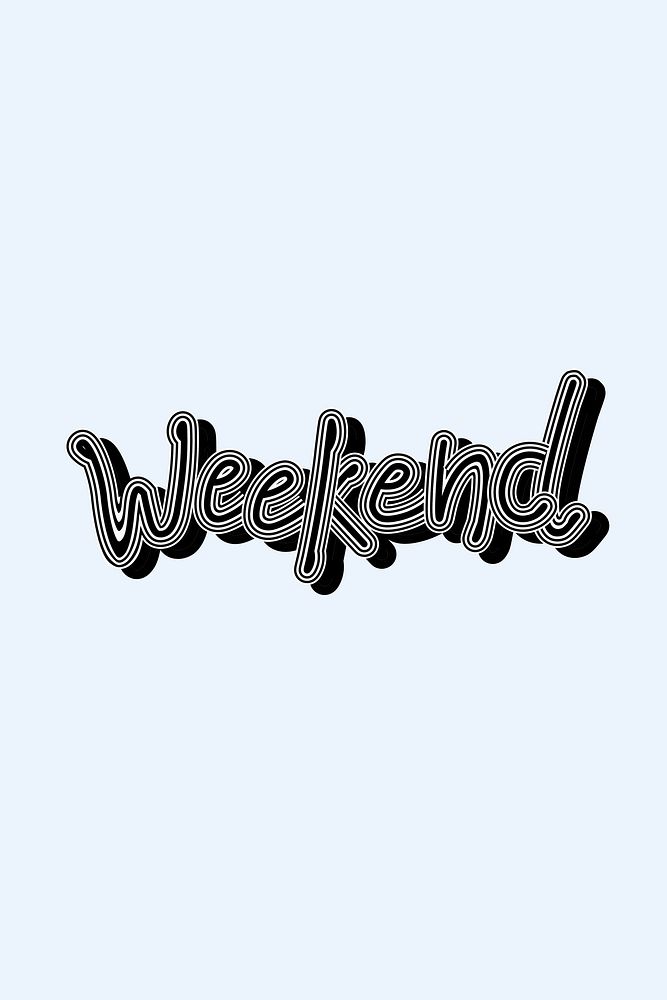Weekend light blue word vector sticker vintage font