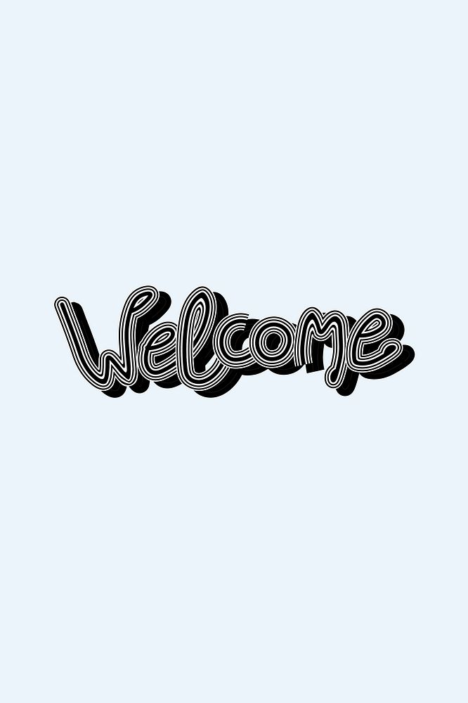 Funky Welcome word design blue background
