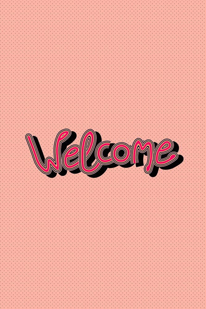 Welcome hot pink vector word sticker