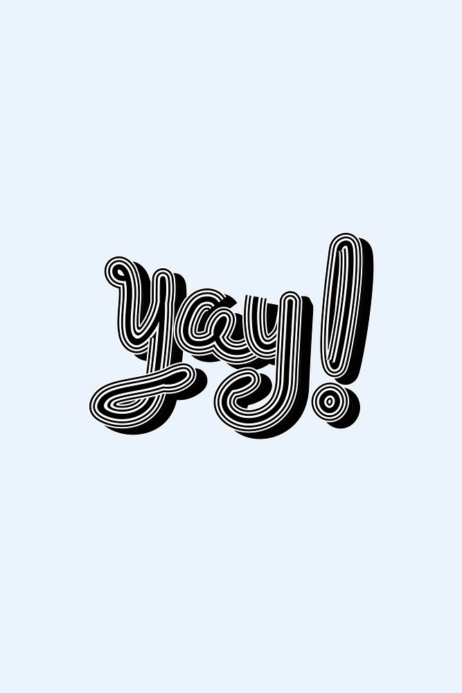 Yay! handwritten vector vintage word illustration