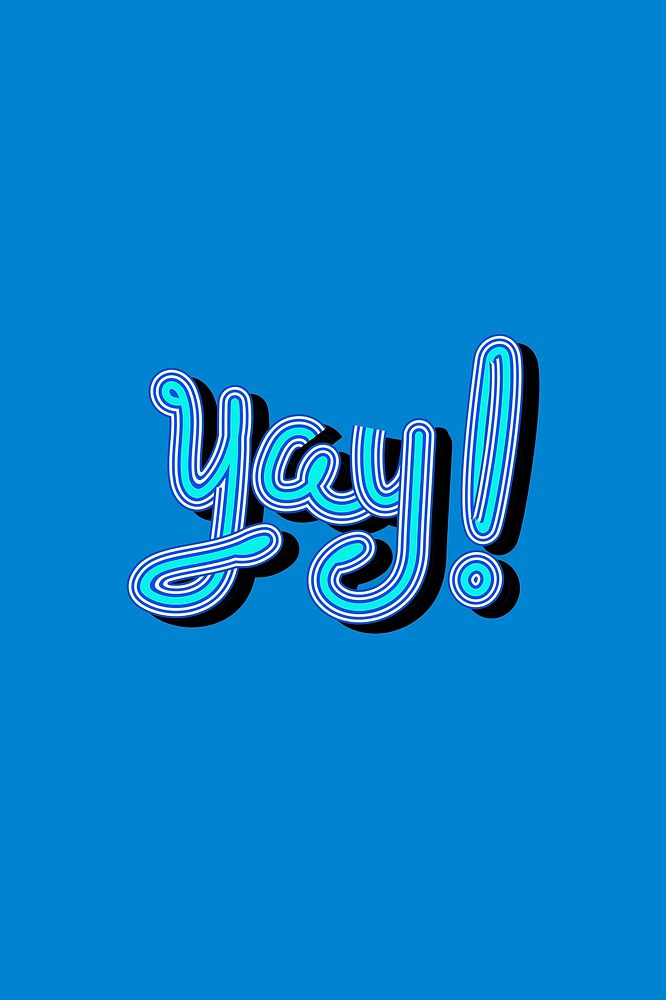 Handwritten psd Yay! blue funky typography