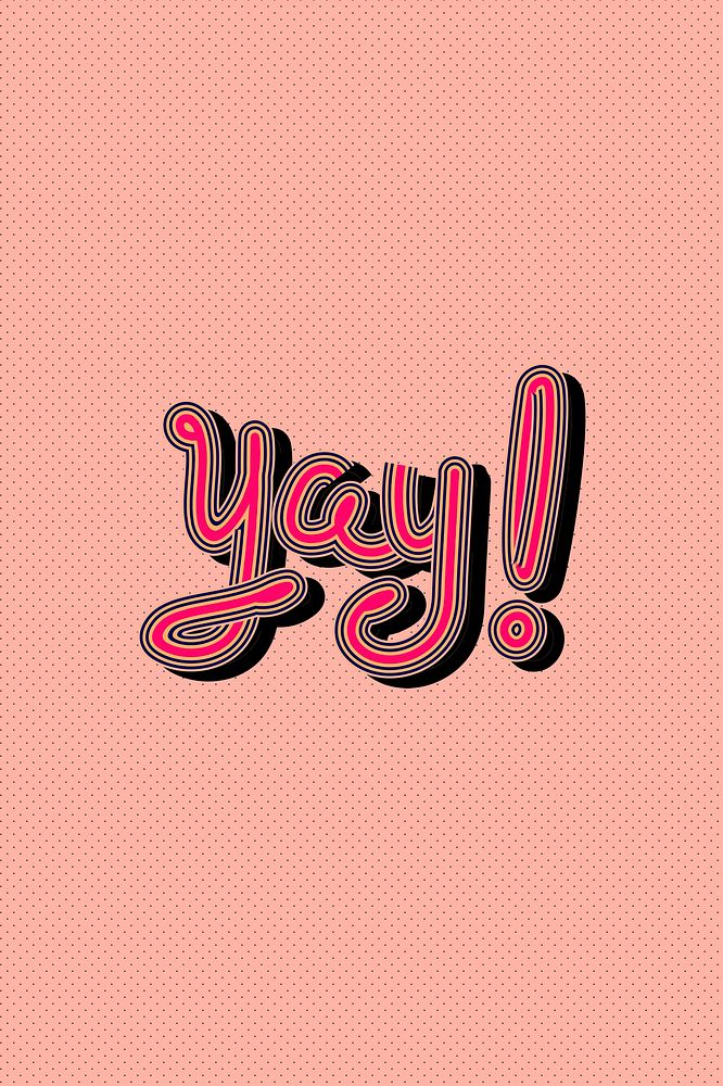 Retro psd Yay! pink typography dotted background