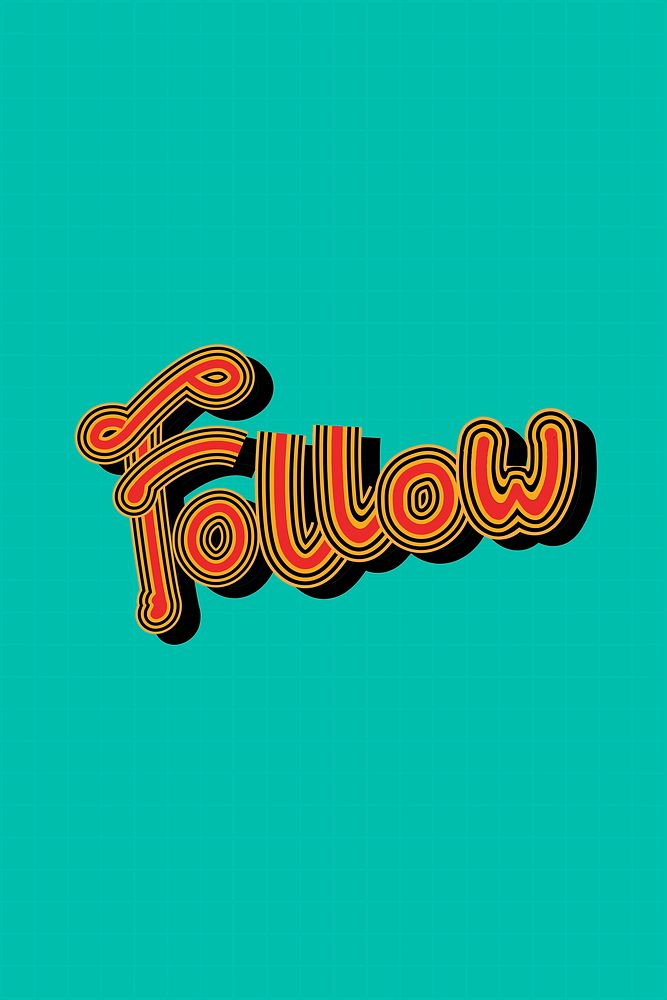 Retro red Follow font vector calligraphy